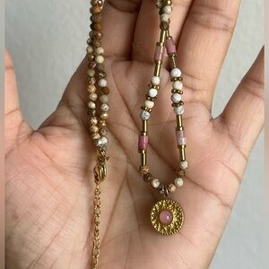 Elegant Picture Jasper Beaded Necklace with Gold Accents